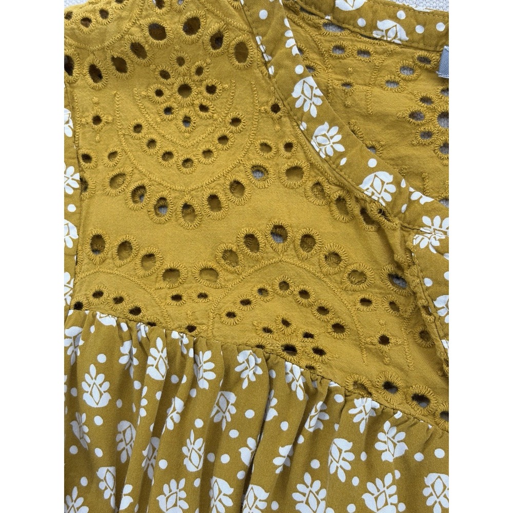Daniel Rainn cottagecore Mustard Yellow Floral Sleeveless Top Women's 1x - Picture 4 of 10
